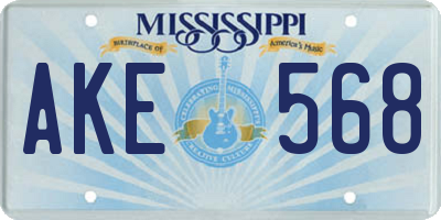 MS license plate AKE568