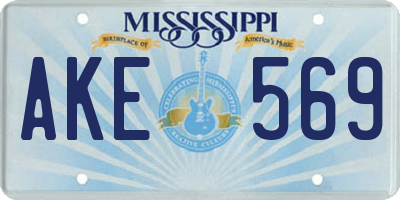 MS license plate AKE569