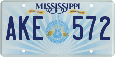 MS license plate AKE572