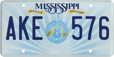 MS license plate AKE576