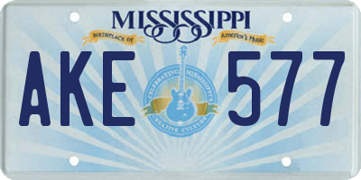 MS license plate AKE577