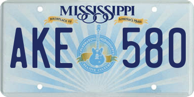 MS license plate AKE580