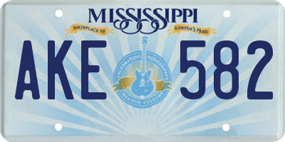 MS license plate AKE582