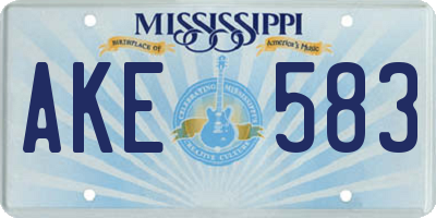 MS license plate AKE583