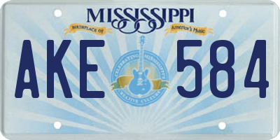 MS license plate AKE584