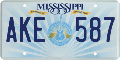 MS license plate AKE587
