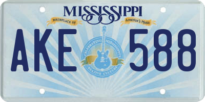 MS license plate AKE588