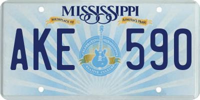MS license plate AKE590