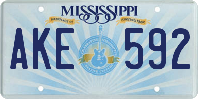 MS license plate AKE592