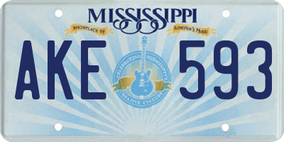 MS license plate AKE593