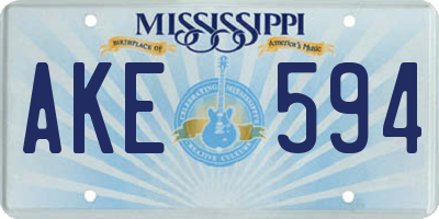 MS license plate AKE594