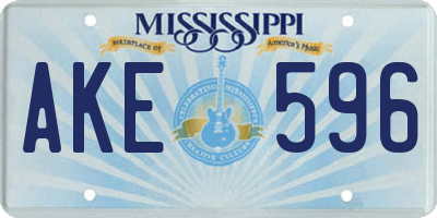 MS license plate AKE596