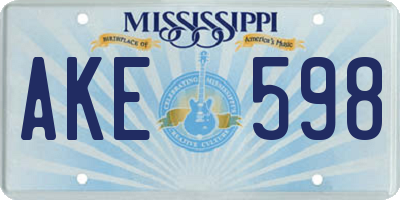 MS license plate AKE598