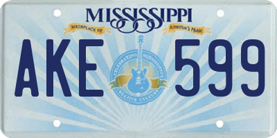 MS license plate AKE599