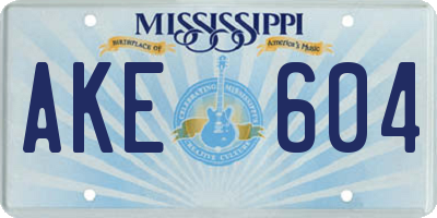MS license plate AKE604