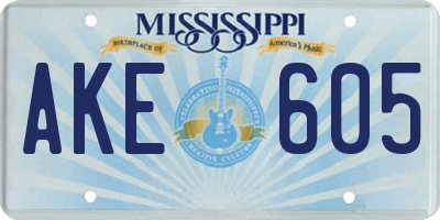 MS license plate AKE605