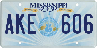MS license plate AKE606