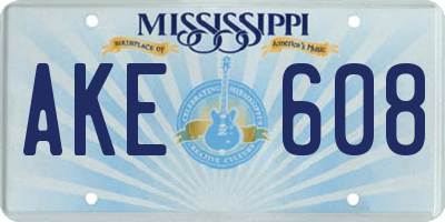 MS license plate AKE608