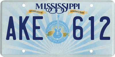 MS license plate AKE612