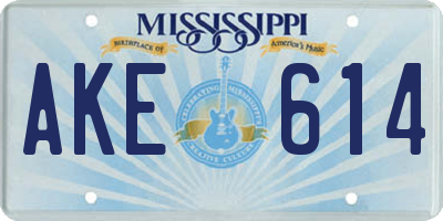 MS license plate AKE614