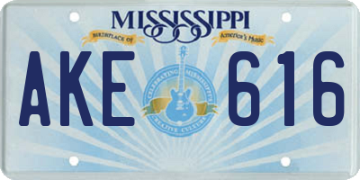 MS license plate AKE616
