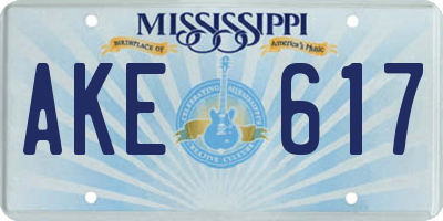 MS license plate AKE617