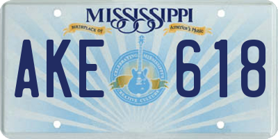 MS license plate AKE618