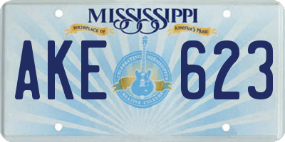 MS license plate AKE623