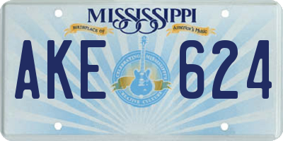 MS license plate AKE624