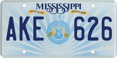MS license plate AKE626