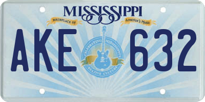 MS license plate AKE632