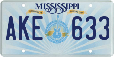 MS license plate AKE633