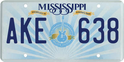MS license plate AKE638