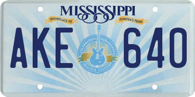MS license plate AKE640