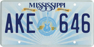 MS license plate AKE646