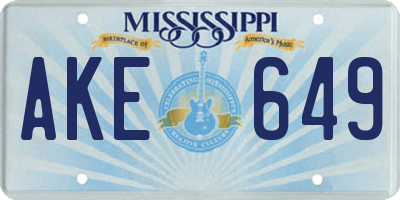 MS license plate AKE649