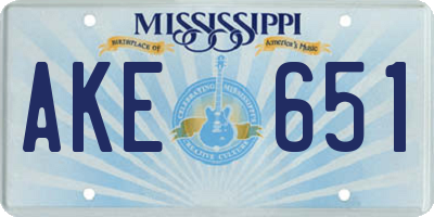 MS license plate AKE651