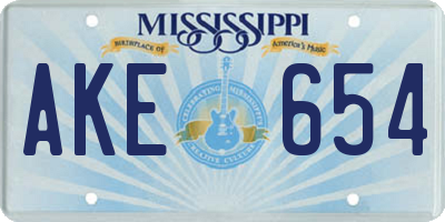 MS license plate AKE654