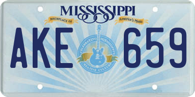 MS license plate AKE659