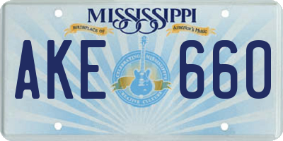 MS license plate AKE660