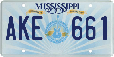 MS license plate AKE661