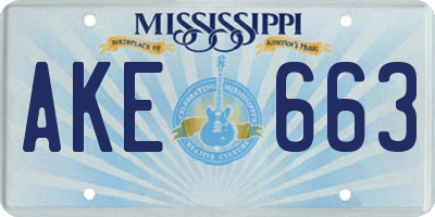 MS license plate AKE663
