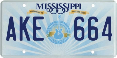 MS license plate AKE664