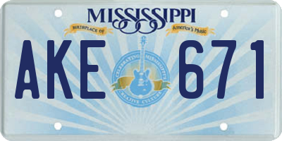 MS license plate AKE671