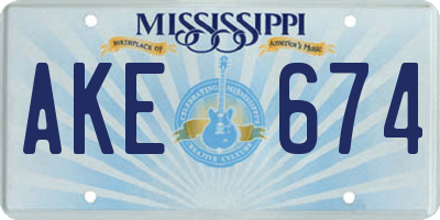 MS license plate AKE674