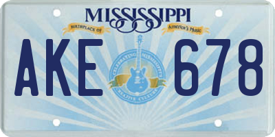 MS license plate AKE678