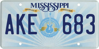 MS license plate AKE683