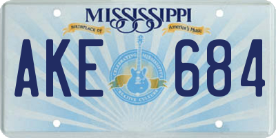 MS license plate AKE684