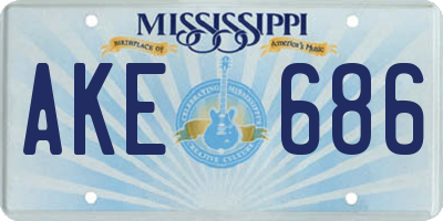 MS license plate AKE686