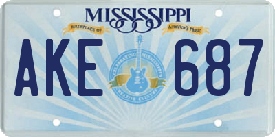 MS license plate AKE687